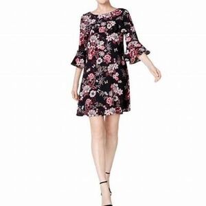 Jessica Howard Floral Chiffon Bell Sleeve Dress